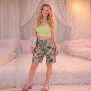 Vintage Marciano Y2K Psychedelic Bermuda Shorts Pink Green Festival Dopamine